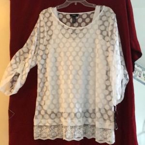 Beautiful white sheer top with white tank!